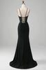 Load image into Gallery viewer, Black Mermaid Spaghetti Straps Long Prom Dress With Embroidery