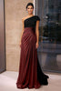 Load image into Gallery viewer, Black Brown Sheath One Shoulder Floor Length Gala Dress