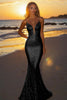 Load image into Gallery viewer, Sparkly Silver Sequin Strapless Mermaid Long Formal Dress