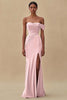 Load image into Gallery viewer, Purple Chiffon Off the Shoulder Ruched Long Formal Dress with Slit