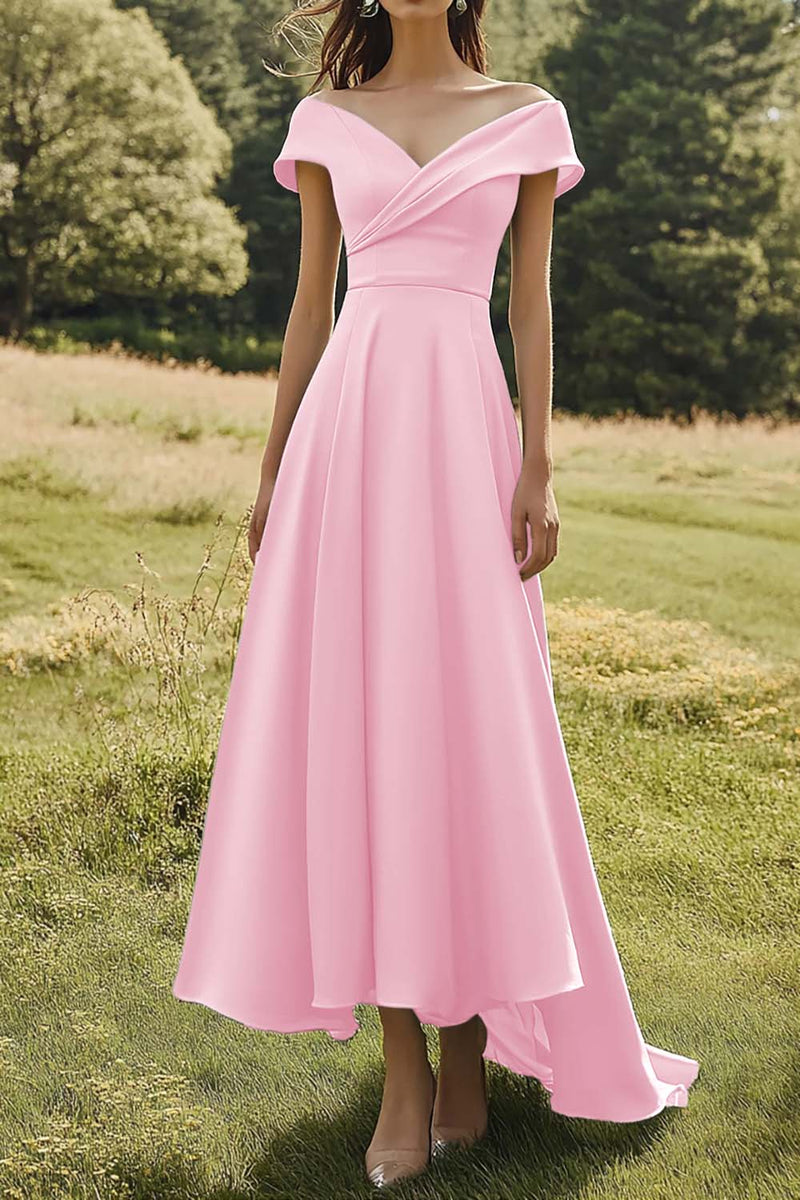 Load image into Gallery viewer, Sage Off the Shoulder A Line Satin Long Formal Dress