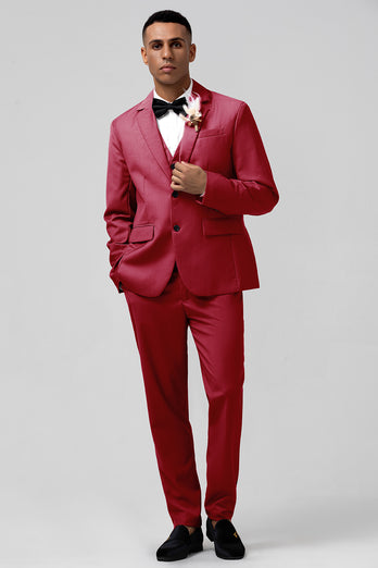 Notched Lapel Coral Single Breasted 3 Piece Prom Suits