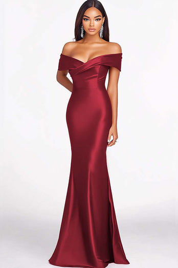 Elegant Red Off the Shoulder Mermaid Long Formal Dress