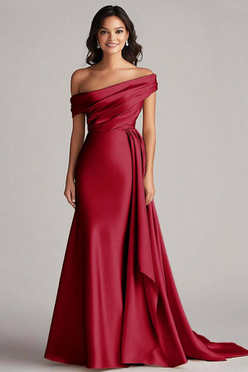 Elegant Champagne Off the Shoulder Long Formal Dress with Side Cape