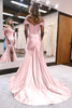 Load image into Gallery viewer, Mermaid Off The Shoulder Court Train Lilac Long Prom Dress With Split