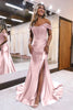 Load image into Gallery viewer, Mermaid Off The Shoulder Court Train Lilac Long Prom Dress With Split