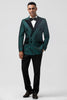 Load image into Gallery viewer, Dark Green Peak Lapel 2 Piece Double Breasted Jacquard Prom Suits