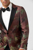 Load image into Gallery viewer, Brown Peak Lapel Jacquard One Button 2 Piece Prom Suits