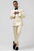 Load image into Gallery viewer, Champagne Shawl Lapel Jacquard 2 Piece Prom Suits