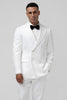 Load image into Gallery viewer, White Peak Lapel Jacquard Double Breasted 2 Piece Prom Suits