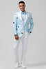 Load image into Gallery viewer, Light Blue Peak Lapel Floral One Button 2 Piece Prom Suits