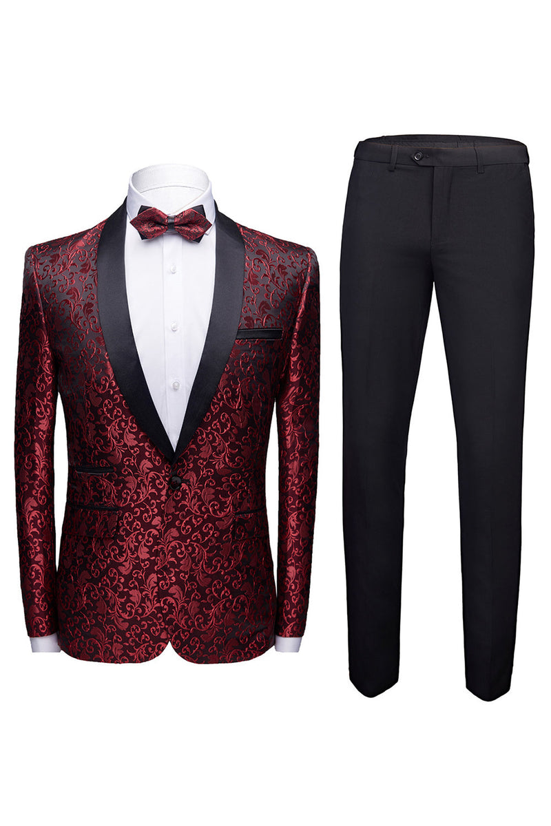 Load image into Gallery viewer, Black 2 Pieces Jacquard Men&#39;s Wedding Suits