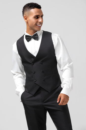 Shawl Lapel Black Single Breasted 3 Piece Prom Suits