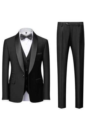 Black Shawl Lapel Three-Pieces Men's Suits