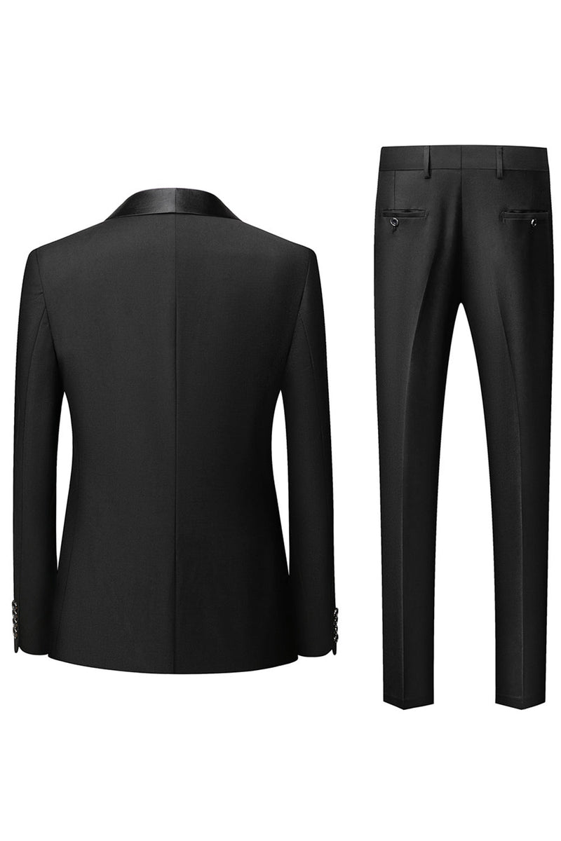 Load image into Gallery viewer, Black Shawl Lapel Three-Pieces Men&#39;s Suits