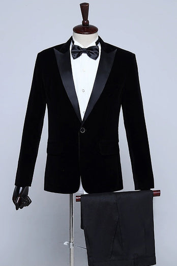 Black Velvet Men's Prom Blazer for Party