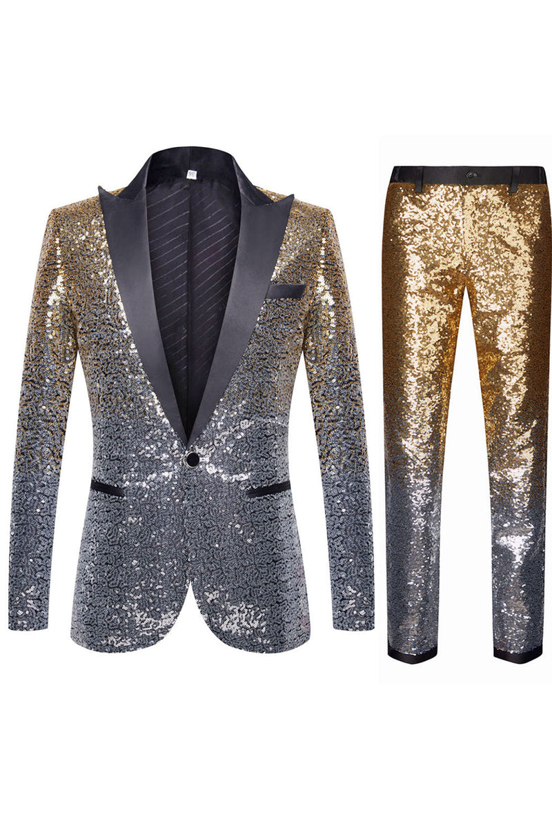 Load image into Gallery viewer, Sparkly Purple Men&#39;s 2 Piece Peak Lapel Homecoming Suits