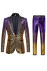 Load image into Gallery viewer, Sparkly Purple Men&#39;s 2 Piece Peak Lapel Homecoming Suits