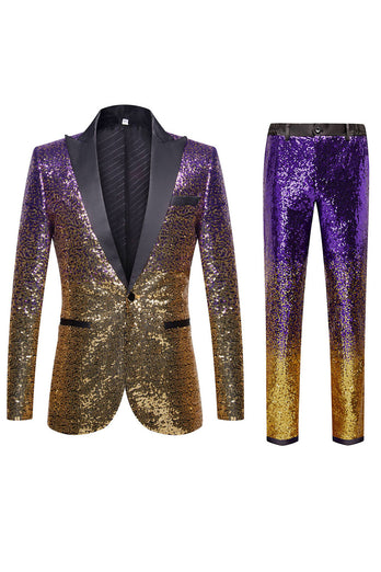 Sparkly Purple Men's 2 Piece Peak Lapel Homecoming Suits