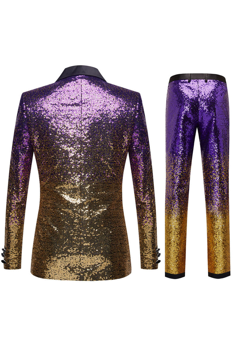 Load image into Gallery viewer, Sparkly Purple Men&#39;s 2 Piece Peak Lapel Homecoming Suits