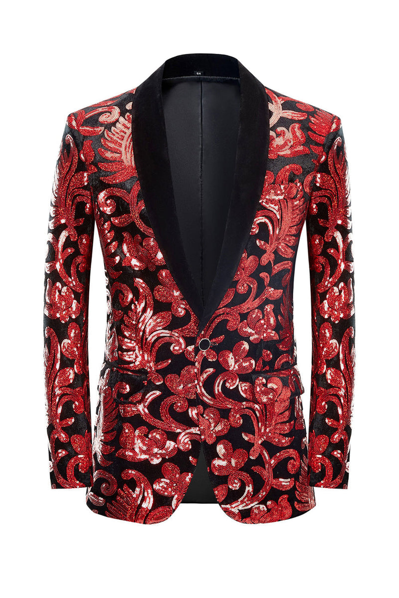 Load image into Gallery viewer, Red Sequins Floral Pattern Men&#39;s 2 Pieces Suits