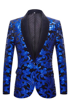 Royal Blue Sequins Men's 2 Pieces Suits