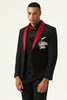 Load image into Gallery viewer, 3 Piece Black Red Shawl Lapel Men&#39;s Prom Suits