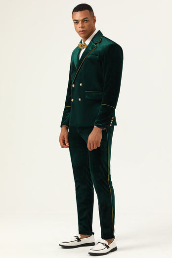 Dark Green Velvet 2 Piece Men's Prom Suits