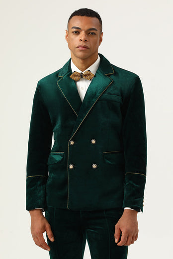 Dark Green Velvet 2 Piece Men's Prom Suits