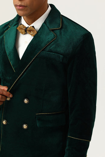 Dark Green Velvet 2 Piece Men's Prom Suits