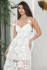 Load image into Gallery viewer, White Boho Flower Sheath Spaghetti Straps Long Party Dress with Lace