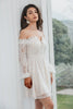 Load image into Gallery viewer, Off the Shoulder Lace Little White Dress with Long Sleeves