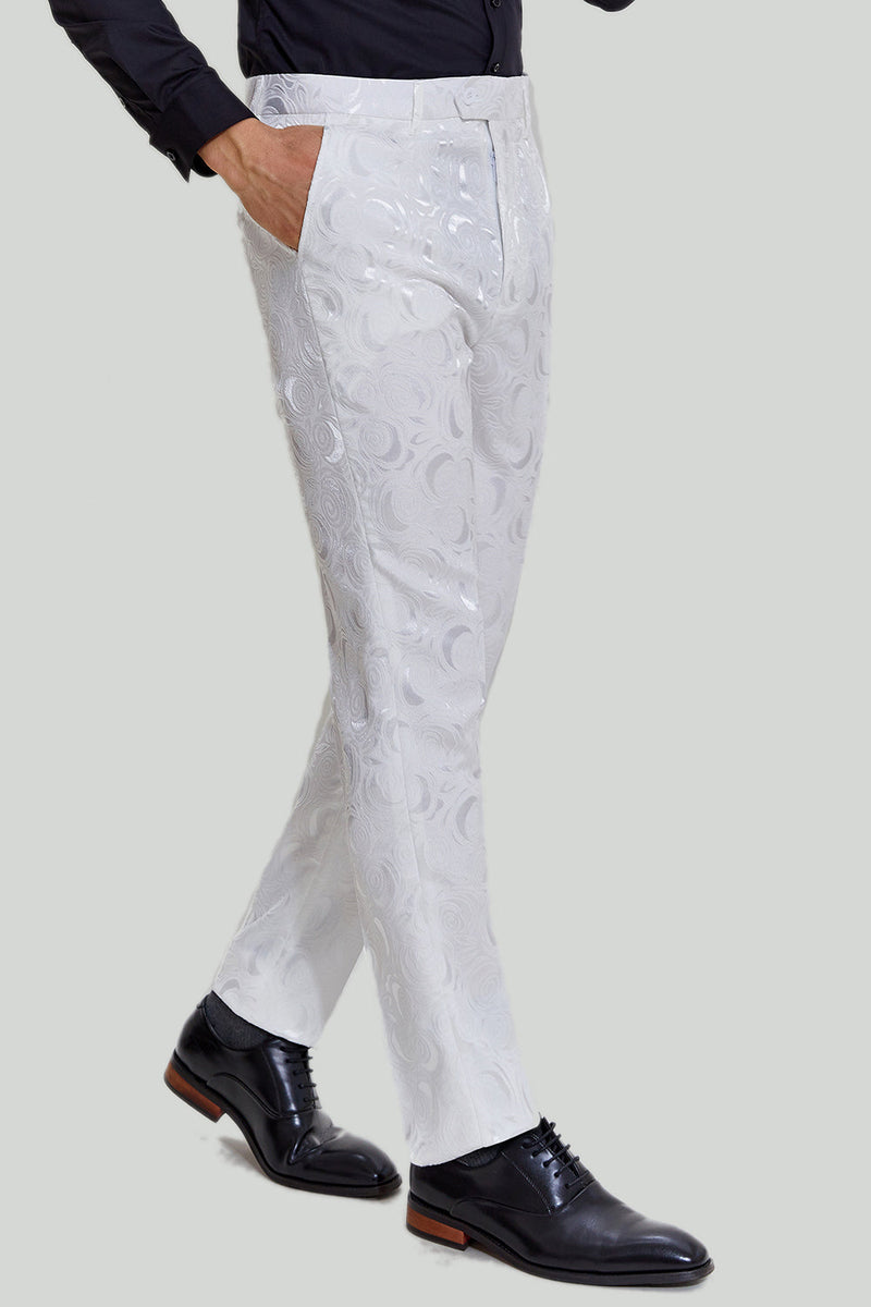 Load image into Gallery viewer, White Jacquard Satin 2 Piece Shawl Lapel Men&#39;s Prom Suits