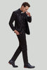 Load image into Gallery viewer, Black 3 Piece Jacquard Notched Lapel Men&#39;s Suit