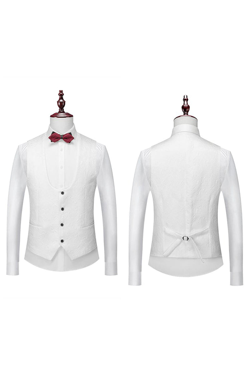 Load image into Gallery viewer, White Jacquard Men&#39;s 3 Pieces Prom Suits