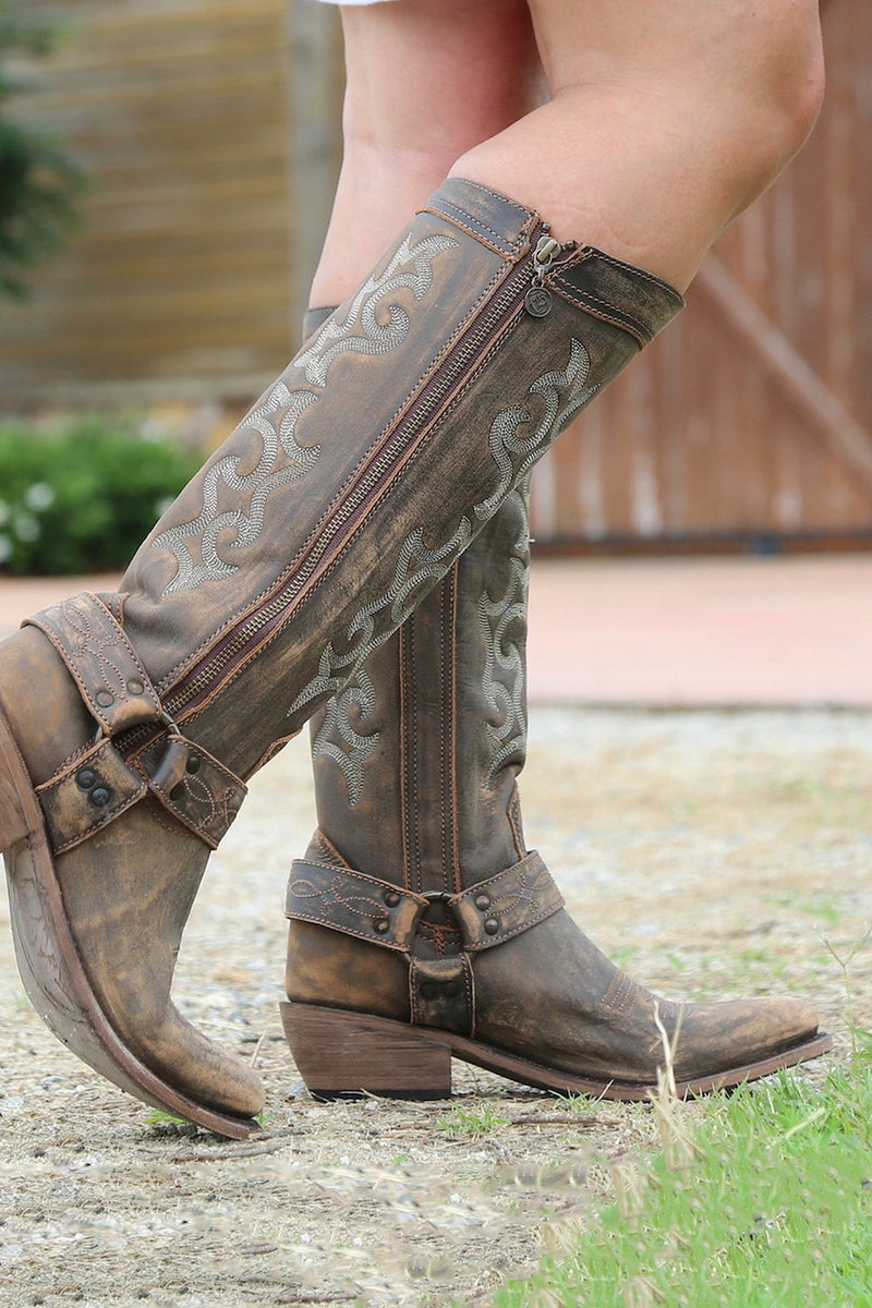 Load image into Gallery viewer, Blue Embroidered Cowgirl Boho Mid Calf Boots