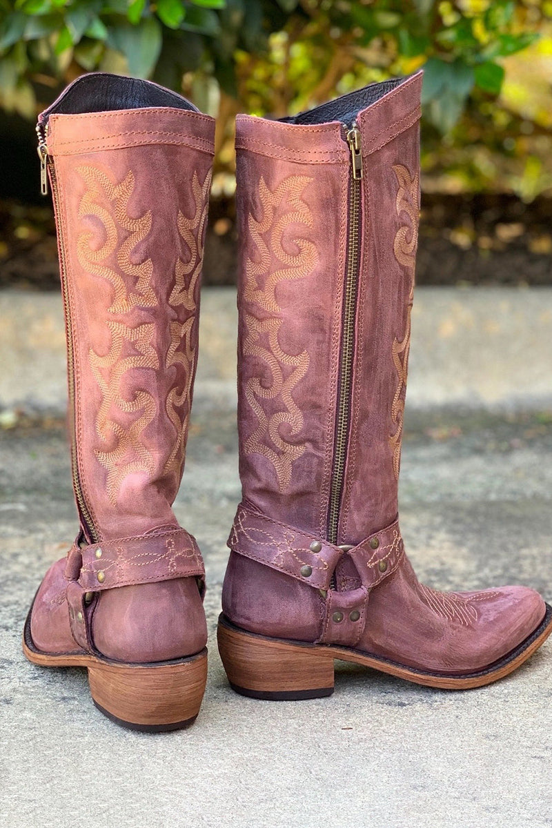 Load image into Gallery viewer, Blue Embroidered Cowgirl Boho Mid Calf Boots