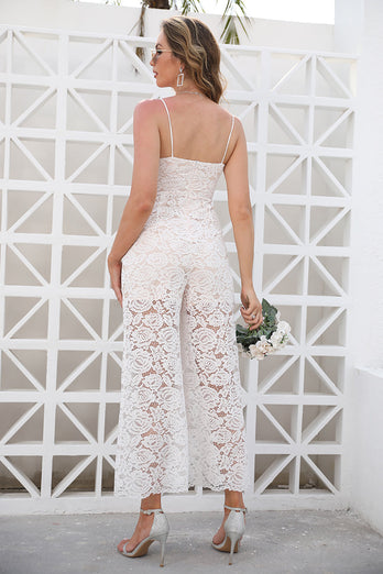 White Lace Engagement Party Jumpsuits