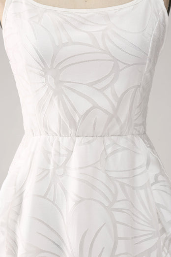 White A-Line Spaghetti Straps Short Graduation Dress