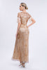 Load image into Gallery viewer, Fringes Glitter Long Flapper Dress with Short Sleeves