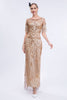 Load image into Gallery viewer, Fringes Glitter Long Flapper Dress with Short Sleeves