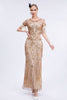 Load image into Gallery viewer, Fringes Glitter Long Flapper Dress with Short Sleeves