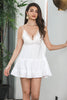 Load image into Gallery viewer, Spaghetti Straps Ruffles Little White Dress with Lace