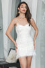 Load image into Gallery viewer, Bodycon Spaghetti Straps Pleated Little White Dresss with Lace