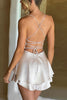 Load image into Gallery viewer, Black Halter Lace- Up Back Graduation Dress