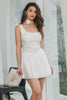 Load image into Gallery viewer, White A-Line Short Graduation Dress with Lace