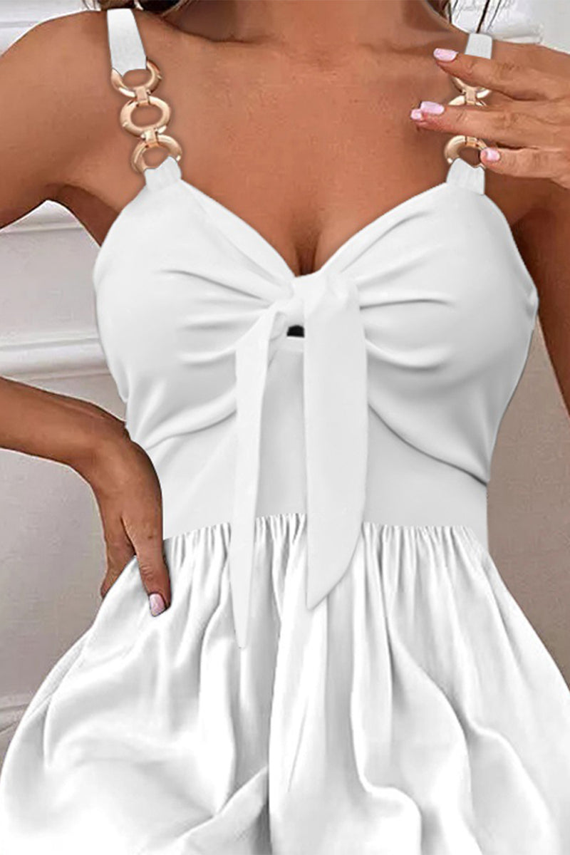 Load image into Gallery viewer, White V-Neck Graduation Dress