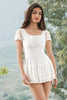 Load image into Gallery viewer, White A-Line Lace Short Graduation Dress