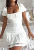Load image into Gallery viewer, White Lace Square Neck Graduation Dress