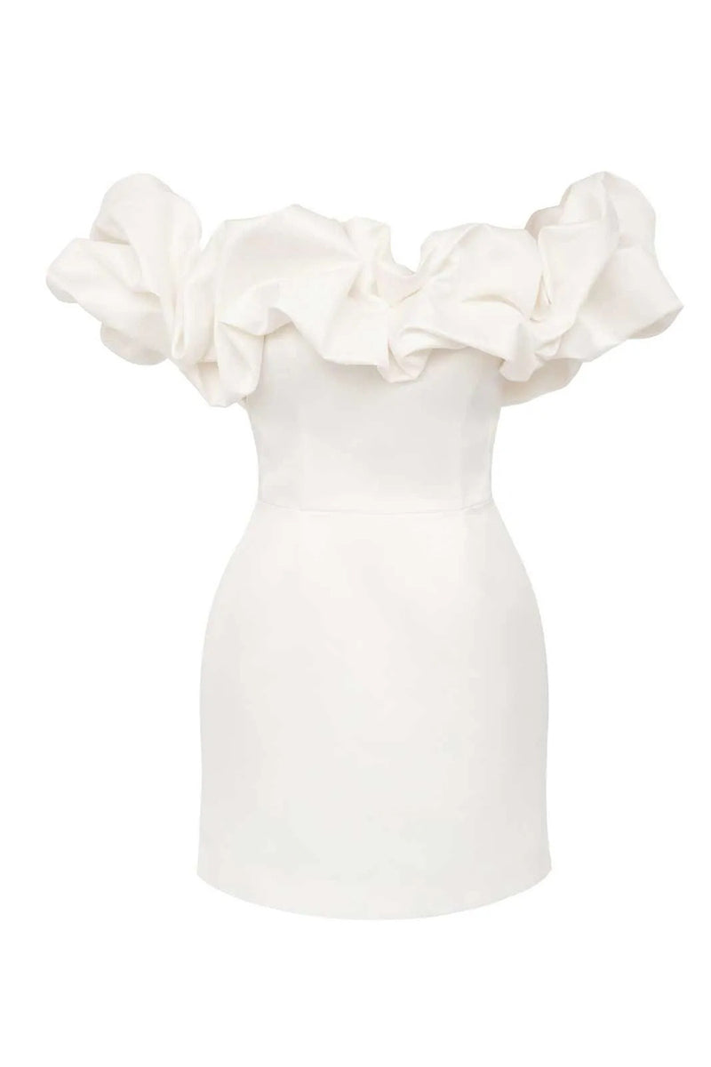 Load image into Gallery viewer, White Off the Shoulder Graduation Dress